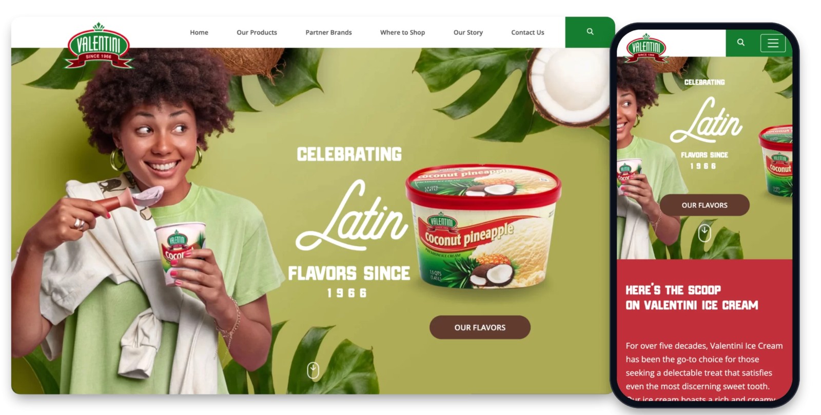 Creative Mindworks Projekt - Website und Verpackung für Valentini-Eiscreme