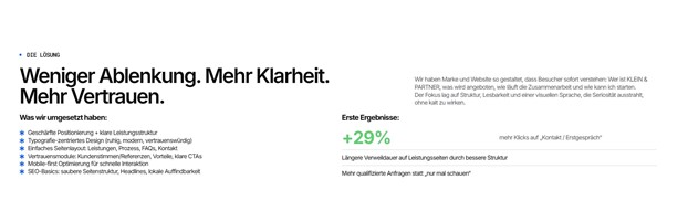Pixelplan Webdesign Projekt - KLEIN & PARTNER