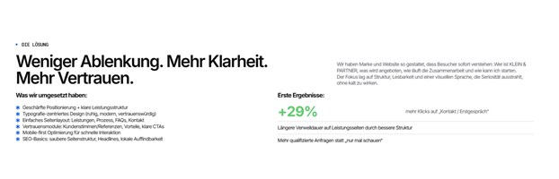Pixelplan Webdesign Projekt - KLEIN & PARTNER