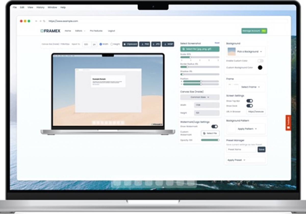 FRAMEX – Screenshot-Rahmen- und Mockup-Generator - Pacific Codeline LLC
