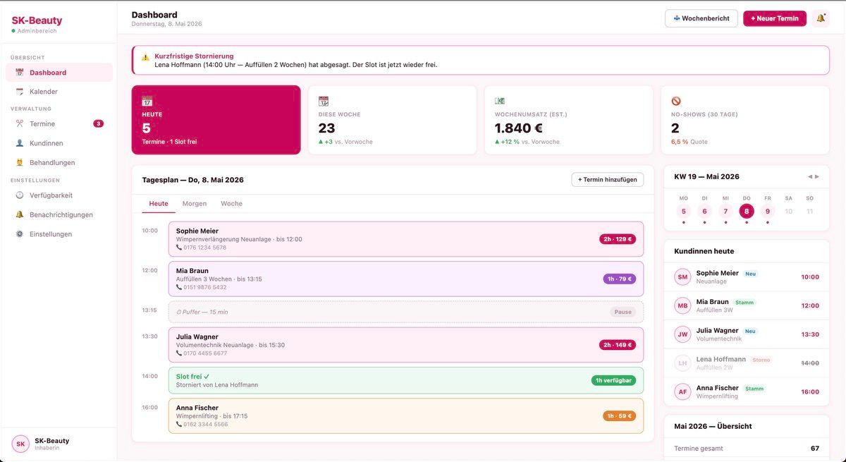 Ventas Webdesign CLG Projekt - SK-Beauty, Maßgeschneidertes Online-Buchungssystem