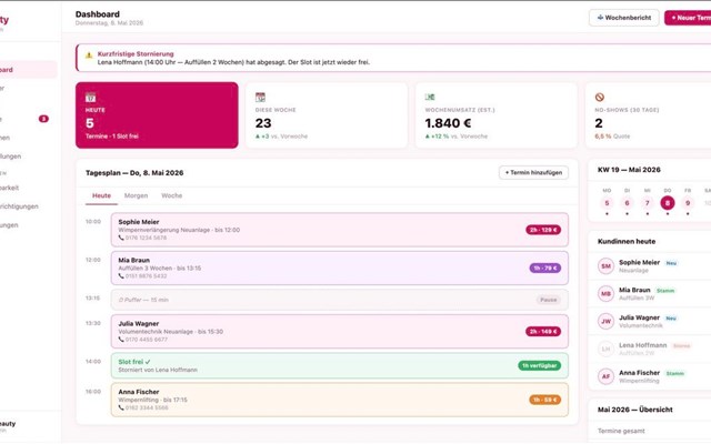 Ventas Webdesign CLG Projekt - SK-Beauty, individuelles Online-Buchungssystem