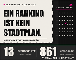 LA AGENCIA Projekt - Local SEO in Braunschweig: 13 Suchbegriffe im Kartenraster