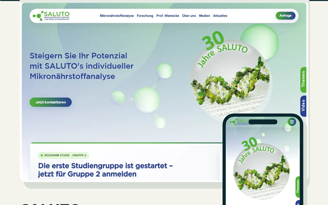 webseo.one Projekt - SALUTO, Webdesign für Gesundheit und Forschung