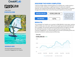 CreatikLab Projekt - Google Ads- und SEO-Wachstumskampagne für Popkite.com