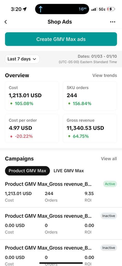 GMV Forge Projekt - GMV Max Anzeigen Case Study: 9,35-facher ROAS im 7-Tage-Test