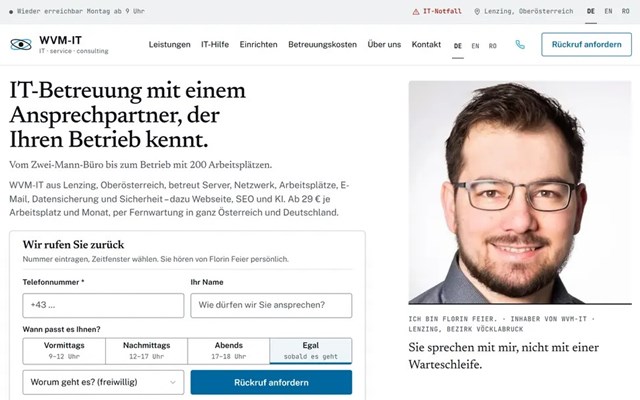 Webagentur Scherzinger Projekt - WVM-IT Firmenwebsite