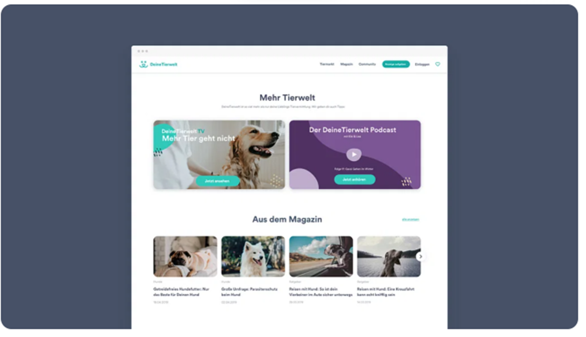 Corporate Design, UI und X für eine Tierplattform