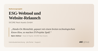 abi group GmbH Projekt - ESG-Webtool und Website-Relaunch für ein Immobilien-Investmenthaus