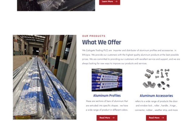Creative Web Ethiopia Projekt - Webdesign für Lalogate Aluminum
