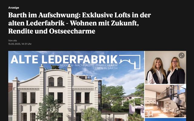 Kunert.Concept Projekt - Kapitalanlageimmobilien an der Ostsee, überregional im Hamburger Abendblatt