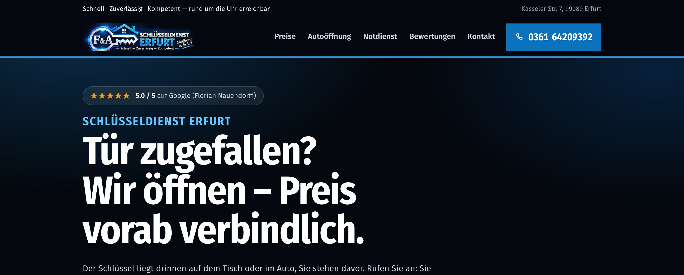 Kolbeck Digital Projekt - Notdienst-Website mit transparenten Preisen und Local SEO