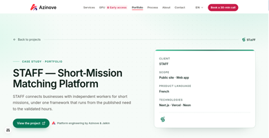 AZINOVE SAS Projekt - STAFF, Short-Mission Matching Platform