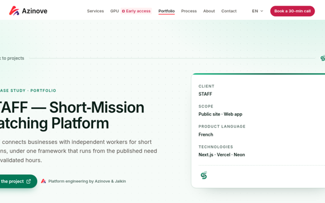 AZINOVE SAS Projekt - STAFF, Short-Mission Matching Platform