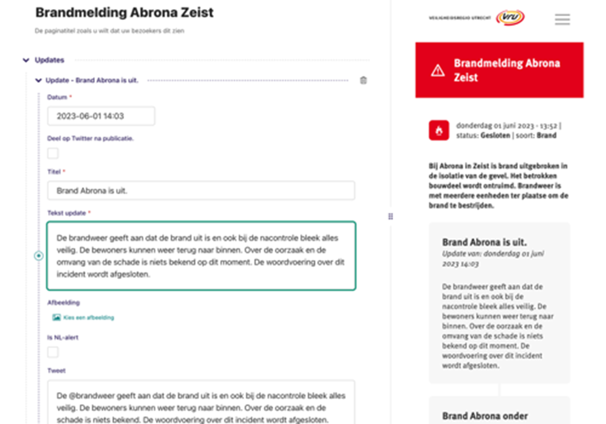 Sicherheitsregion Utrecht: vru.nl Website, CMS und inc - 