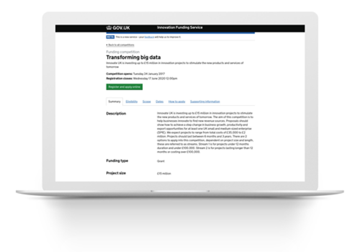 Maßgeschneiderter Fördermittel-Managementservice für Innovate UK - UK Research and Innovation
