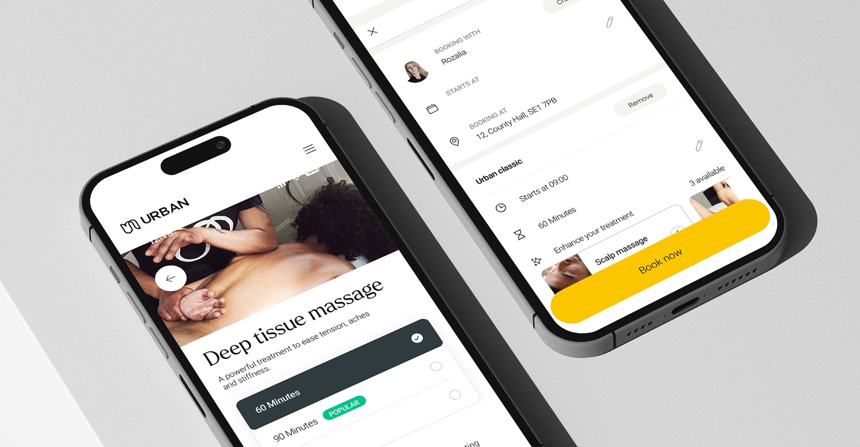 Vention Projekt - Urban: Frisches Design und neue Features für iOS-Massage-Apps