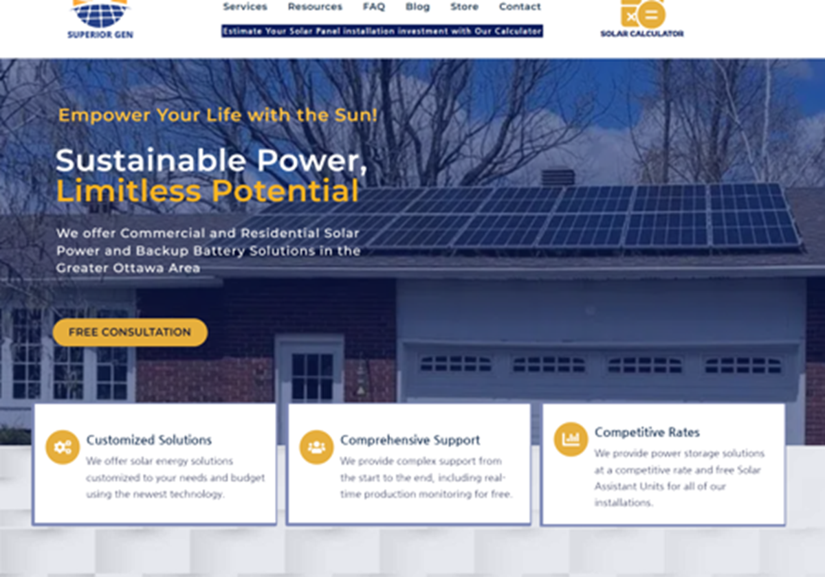 Webdesign, Entwicklung und Suchmaschinenoptimierung für Solarenergie - Superior Gen Power Solution