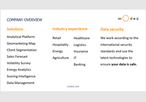 Modex Analytics Projekt - Überblick über Unternehmenslösungen und Branchen