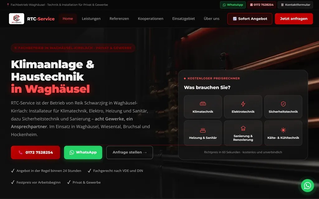 RTC-Service Firmenwebsite