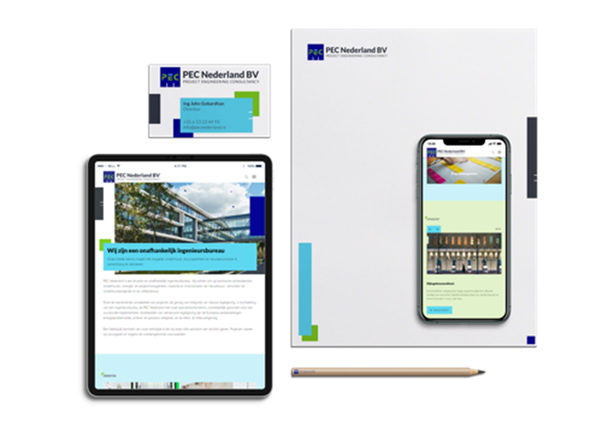 Design für Corporate Identity und maßgeschneiderte WordPress-Website - PEC Nederland