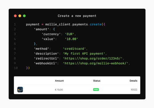 Four Digits Projekt - Mollie: Mollie-API-Client für Python