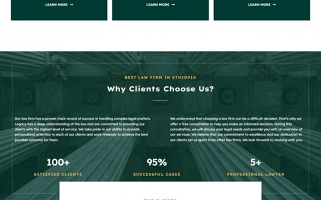 Creative Web Ethiopia Projekt - Website-Entwicklung für Legacy Law Firm LLP