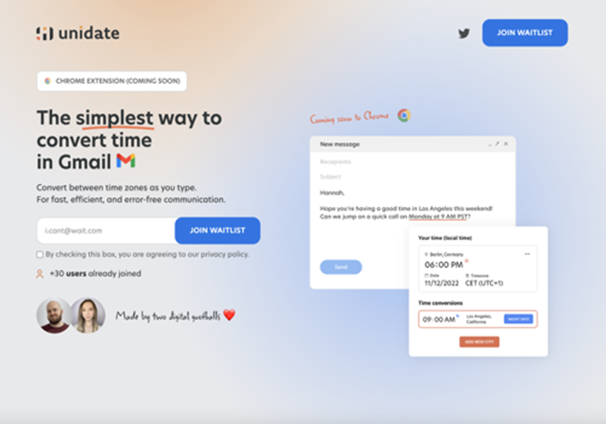 Entwurf und Entwicklung einer SaaS-Landingpage - Unidate