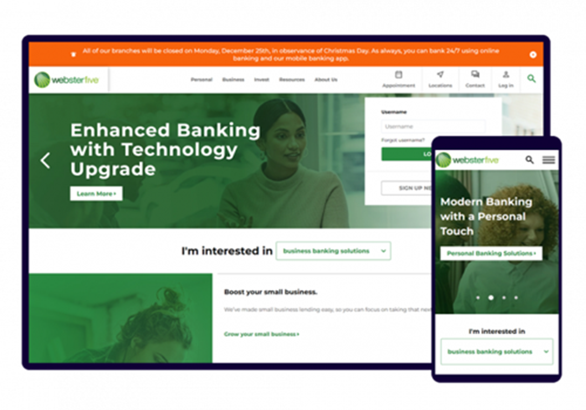 Neugestaltung der Homepage, lokale und On-Page-SEO - Webster Five Cents Savings Bank