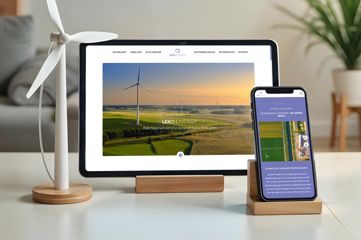 Moderne Website mit starker SEO-Basis für erneuerbare Energien