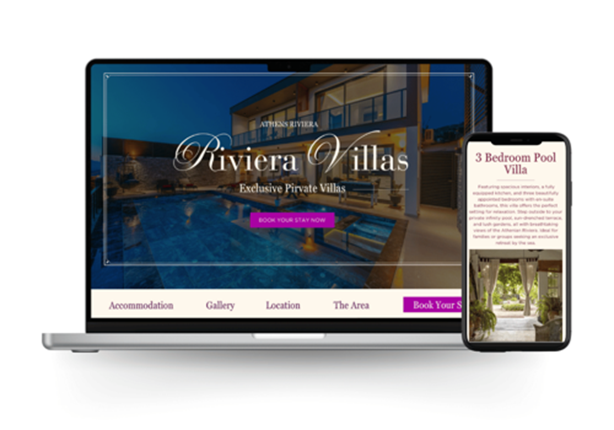 Maßgeschneidertes Webdesign für Luxusvillen in Athen - Riviera Villas