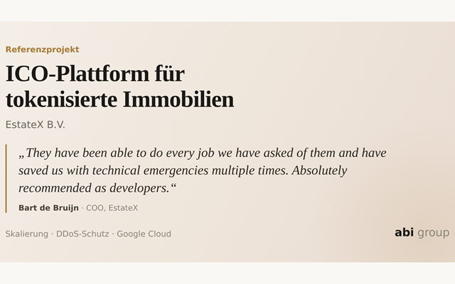 abi group GmbH Projekt - ICO-Plattform für tokenisierte Immobilieninvestments